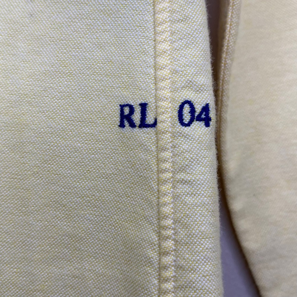 Vtg Ralph Lauren Skinny Fit Yellow Oxford Button Up Shirt Blue Pony Sz 14 RL 04 - Picture 3 of 5